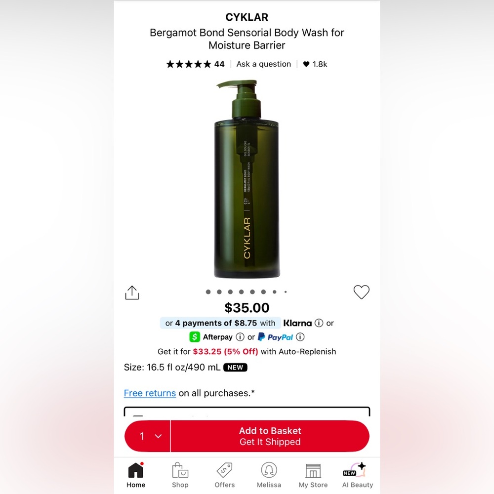CYKLAR Bergamot Bond Sensorial Body Wash